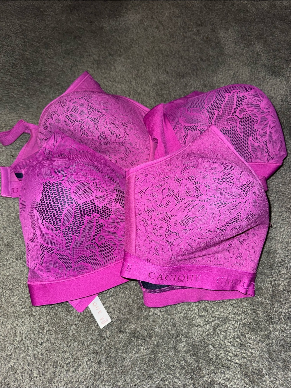 Cacique Bright Fuchsia Lace Wireless Bra